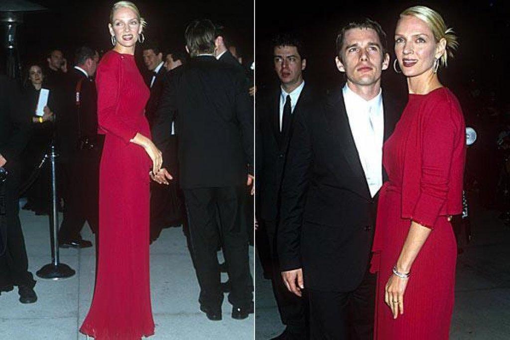 Uma Thurman - crimson Alberta Ferretti Gown, Oscars (2000).